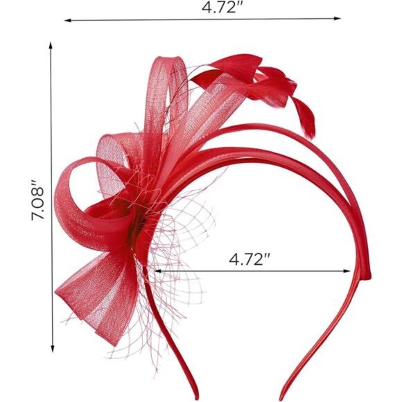 Fascinators Headband with Feather, Red main image 2